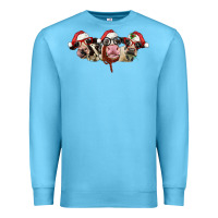 Ocean Blue christmas holstein cows Premium Sweatshirt - LillyAllenDesigns
