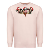 Pale Pink christmas holstein cows Premium Sweatshirt - LillyAllenDesigns