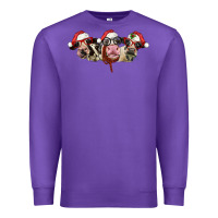 Purple christmas holstein cows Premium Sweatshirt - LillyAllenDesigns