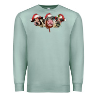 Seafoam christmas holstein cows Premium Sweatshirt - LillyAllenDesigns