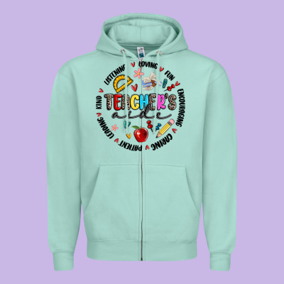 Teachers Aide Zipper Hoodie Designed By Maliassmallbusiness