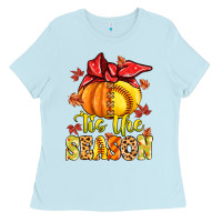 Baby Blue tis the season fall softball Ladies Tee - MaliasSmallBusiness
