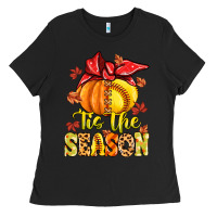 Black tis the season fall softball Ladies Tee - MaliasSmallBusiness