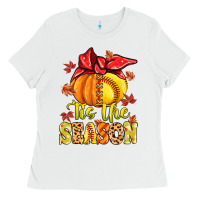 White tis the season fall softball Ladies Tee - MaliasSmallBusiness