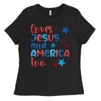 Black love jesus and america too Ladies Tee - JahusDesignShop