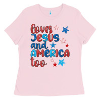 Bubblegum Pink love jesus and america too Ladies Tee - JahusDesignShop