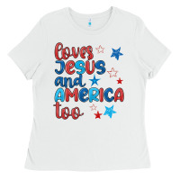 Love Jesus And America Too Ladies Tee | Teevron