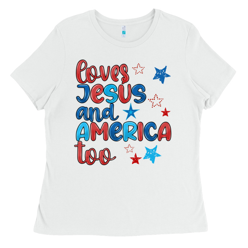 Love Jesus And America Too Ladies Tee by JahusDesignShop | Teevron