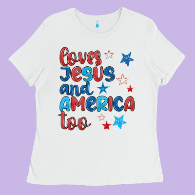 Love Jesus And America Too Ladies Tee Designed By Jahusdesignshop