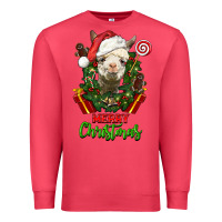 Cardinal merry christmas alpaca face Premium Sweatshirt - LillyAllenDesigns