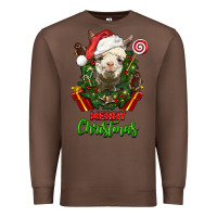 Chestnut merry christmas alpaca face Premium Sweatshirt - LillyAllenDesigns