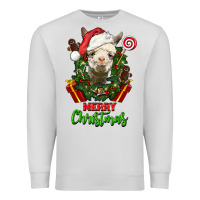 Dove Grey merry christmas alpaca face Premium Sweatshirt - LillyAllenDesigns