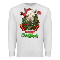 Oatmeal Heather merry christmas alpaca face Premium Sweatshirt - LillyAllenDesigns