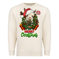 Sandshell merry christmas alpaca face Premium Sweatshirt - LillyAllenDesigns
