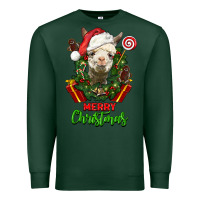 Sports Green merry christmas alpaca face Premium Sweatshirt - LillyAllenDesigns
