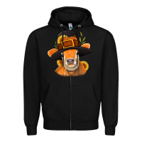 Black Thanksgiving Cow Zipper Hoodie - NancyCooperArtShop