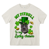 Cream St. Patrick's Day My Pitbull Is My Lucky Charm With Hat Heavy Core Tee - RanaPortraitStore