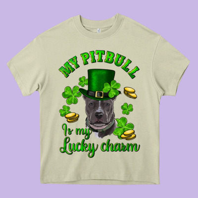 Heavy Core Tee St. Patrick's Day My Pitbull Is My Lucky Charm With Hat