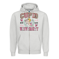 Dove Grey cupid university Zipper Hoodie - MaliasSmallBusiness