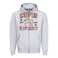 Heather Grey cupid university Zipper Hoodie - MaliasSmallBusiness