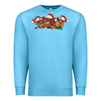 Ocean Blue christmas red angus cows Premium Sweatshirt - LillyAllenDesigns