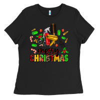 Black merry christmas hair Ladies Tee - MaliasSmallBusiness