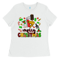 White merry christmas hair Ladies Tee - MaliasSmallBusiness