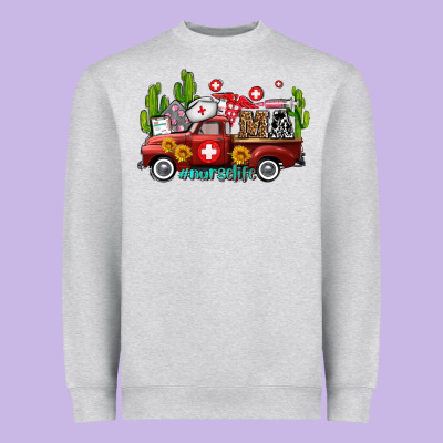 Ma Medical Assistant Nurse Truck With Cactus And Sunflowers Heavyweight Sweatshirt Designed By Adodesignshop