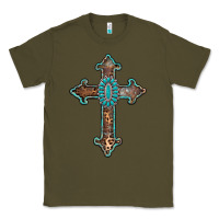 Army Green turquoise cross Classic Tee - AdoDesignShop