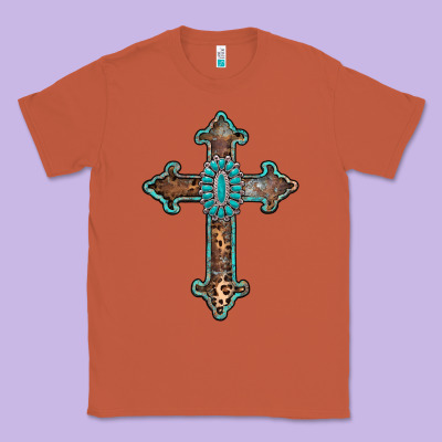 Turquoise Cross Classic Tee Designed By Adodesignshop