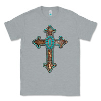 Heather Grey turquoise cross Classic Tee - AdoDesignShop