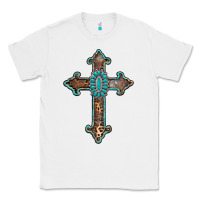 White turquoise cross Classic Tee - AdoDesignShop