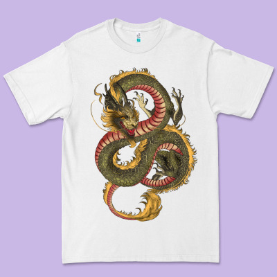 Premium Tee green and yellow dragon