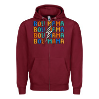 Burgundy boy mama lightning bolt Zipper Hoodie - MaliasSmallBusiness