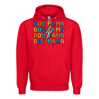 Red boy mama lightning bolt Zipper Hoodie - MaliasSmallBusiness