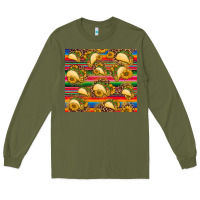 Army Green tacos and sunflowers with serape leopard background Long Sleeve Tee - BarkalooDesign