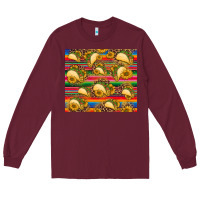 Burgundy tacos and sunflowers with serape leopard background Long Sleeve Tee - BarkalooDesign
