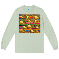 Matcha tacos and sunflowers with serape leopard background Long Sleeve Tee - BarkalooDesign
