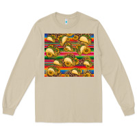 Mushroom tacos and sunflowers with serape leopard background Long Sleeve Tee - BarkalooDesign