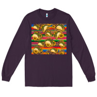 Plum tacos and sunflowers with serape leopard background Long Sleeve Tee - BarkalooDesign