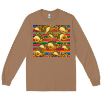 Toasted Coconut tacos and sunflowers with serape leopard background Long Sleeve Tee - BarkalooDesign