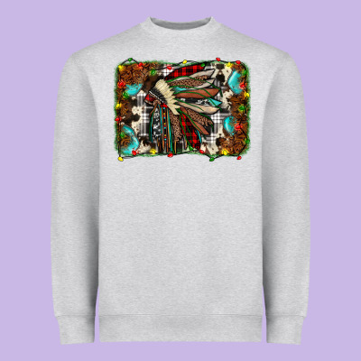 Christmas Indian Headdress Heavyweight Sweatshirt Designed By Jahusdesignshop