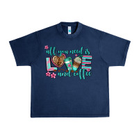 Navy all you need is love and coffee Urban Heavy Tee - AdoDesignShop