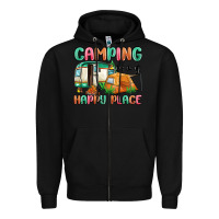 Black camping is my happy place Zipper Hoodie - MaliasSmallBusiness