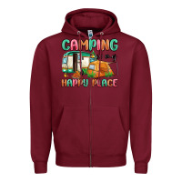 Burgundy camping is my happy place Zipper Hoodie - MaliasSmallBusiness
