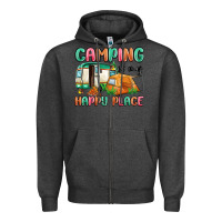 Charcoal Heather camping is my happy place Zipper Hoodie - MaliasSmallBusiness