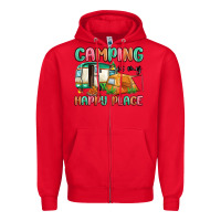 Red camping is my happy place Zipper Hoodie - MaliasSmallBusiness