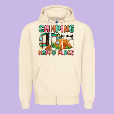 Camping Is My Happy Place Zipper Hoodie Designed By Maliassmallbusiness