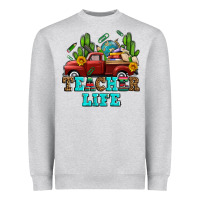 Heather Grey teacher life western truck and books Heavyweight Sweatshirt - AdoDesignShop