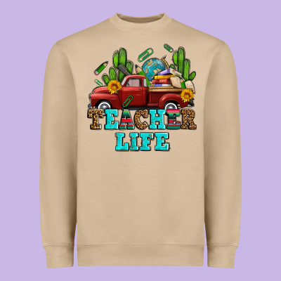 Teacher Life Western Truck And Books Heavyweight Sweatshirt Designed By Adodesignshop